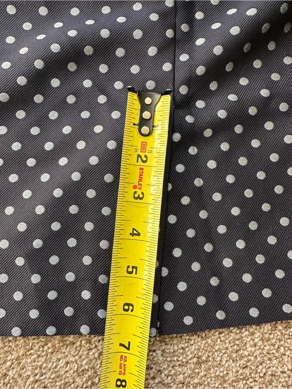 Ann Taylor Pencil Skirt 10P Navy Polka Dot Jacquard Petite Lined - Picture 5 of 9